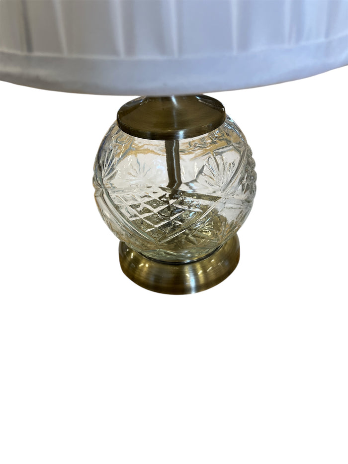 Glass Table Lamp with Pleated Shade