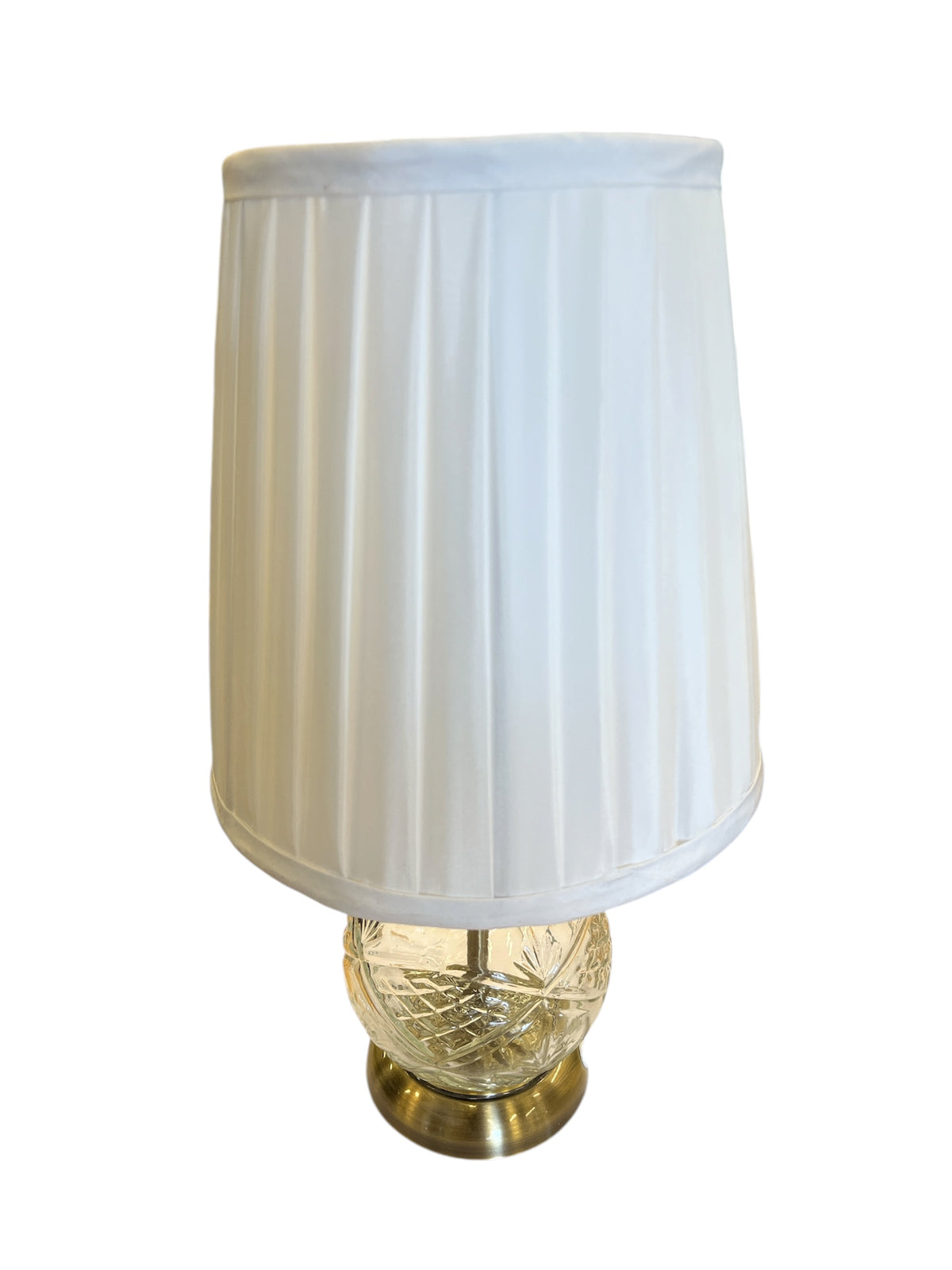 Glass Table Lamp with Pleated Shade