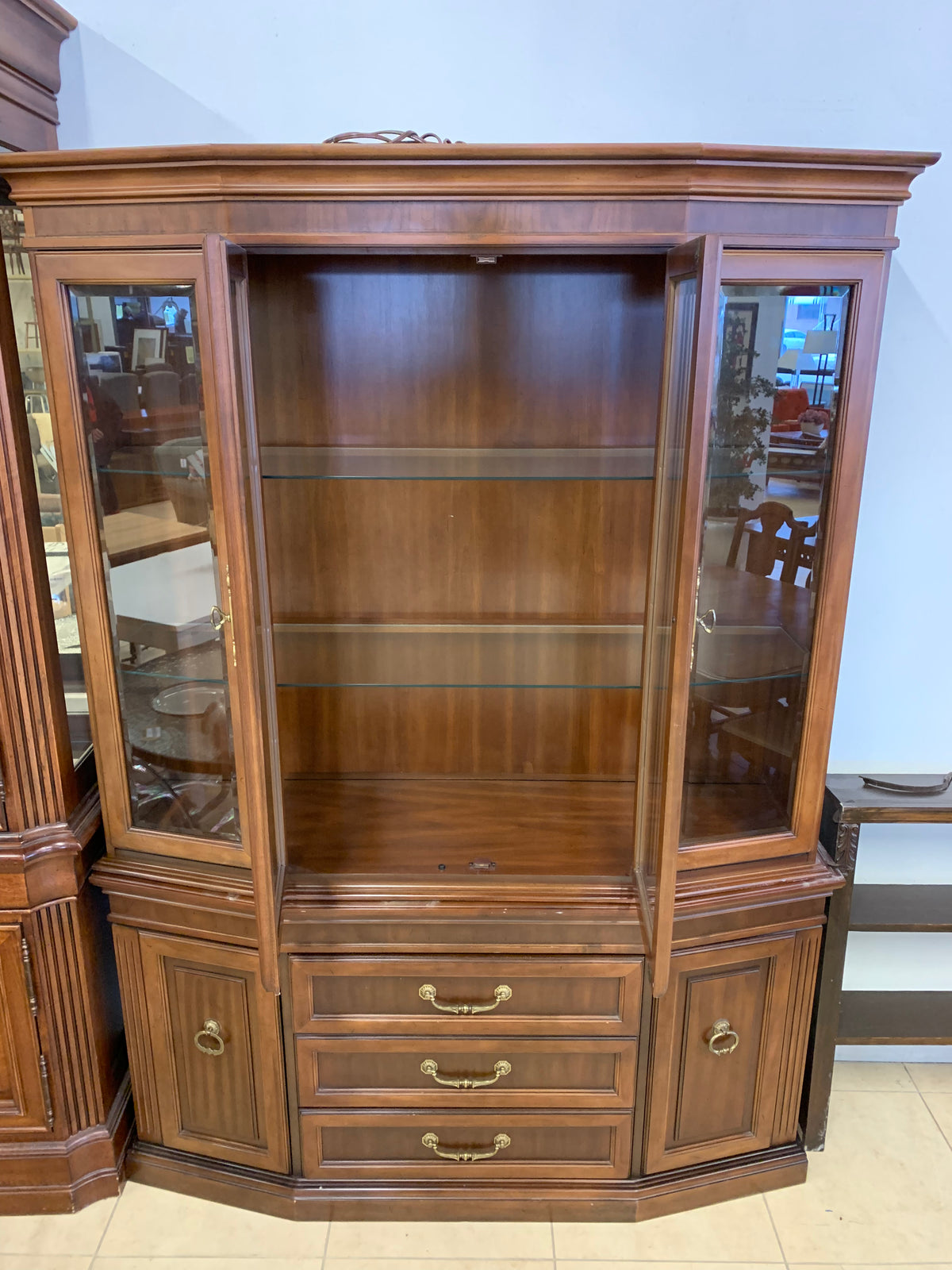 Walnut Brown China Cabinet
