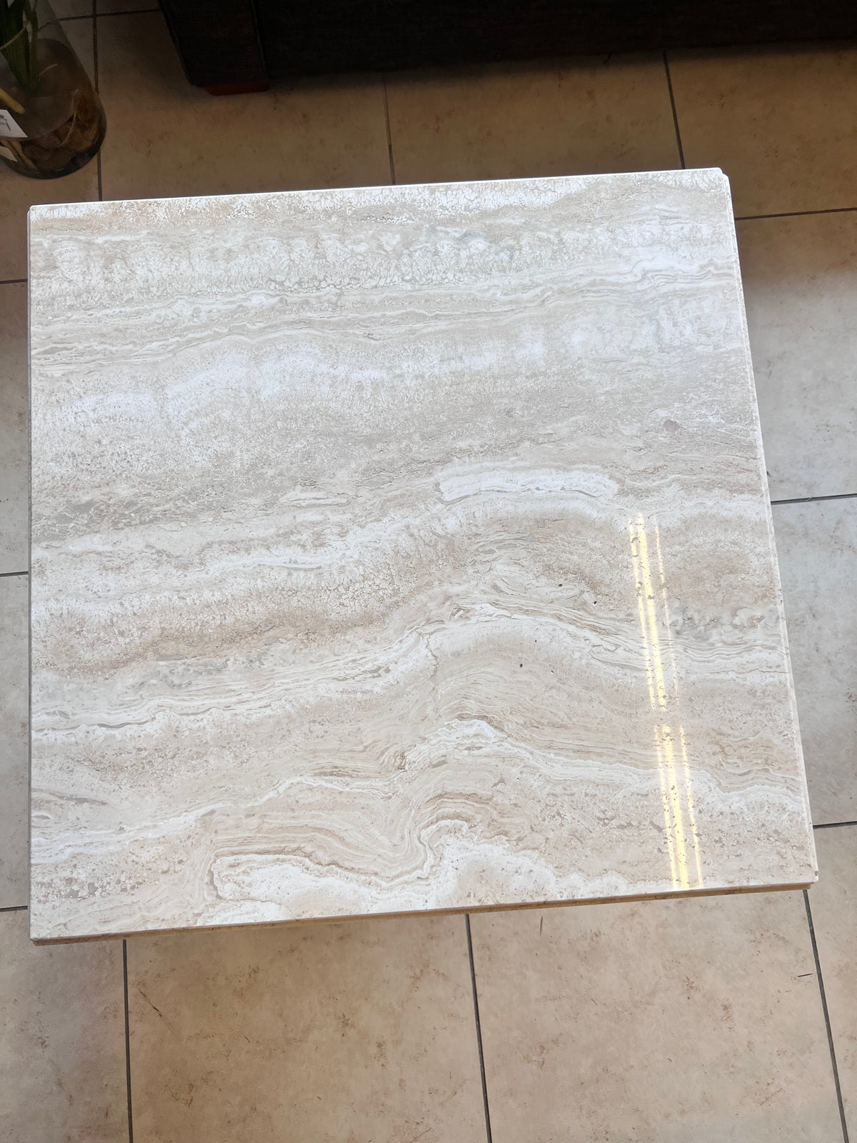Ello Style Mid Century Travertine Side Table (Large)