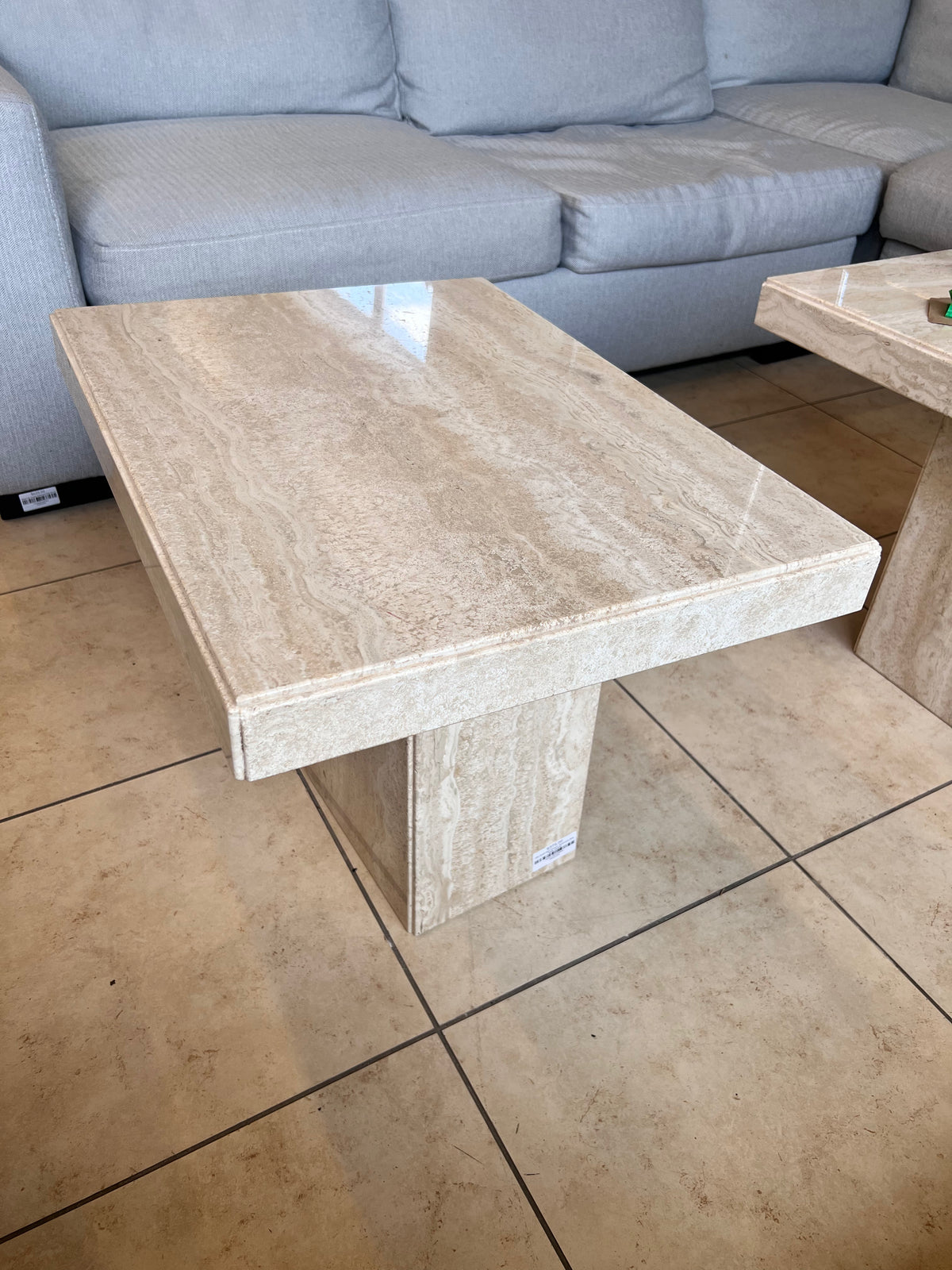 Ello Style Mid Century Travertine Side Table (Small)