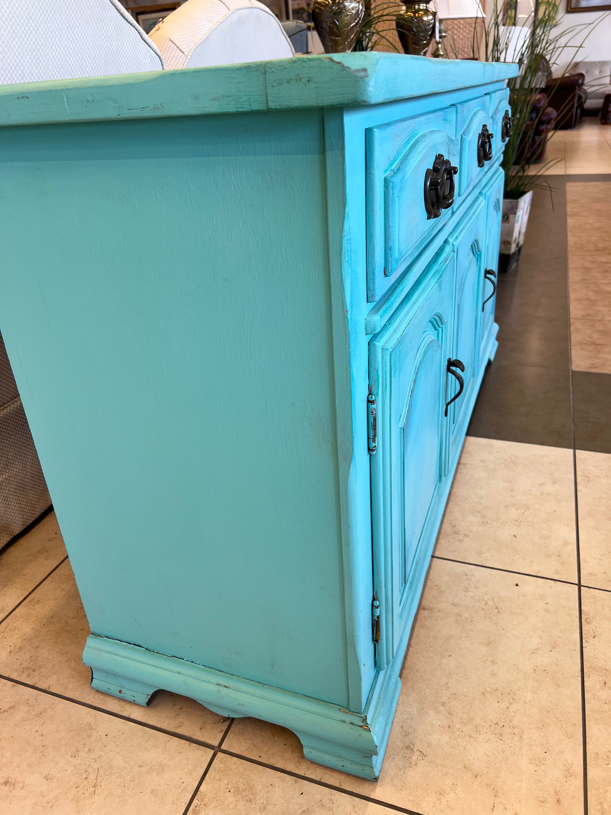 Coastal Horizon Turquoise Sideboard Credenza