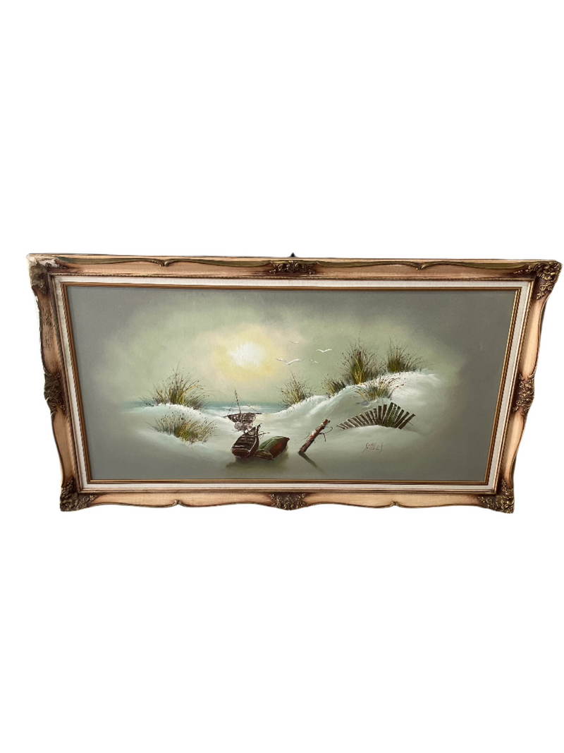 Vintage Large Wooden Framed Wall Art By SHILLS