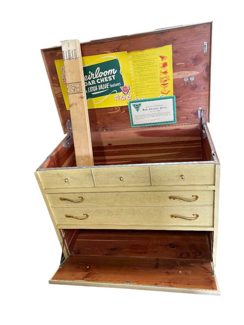 Mid century Modern Tall Boy Dresser in Gold Yellow