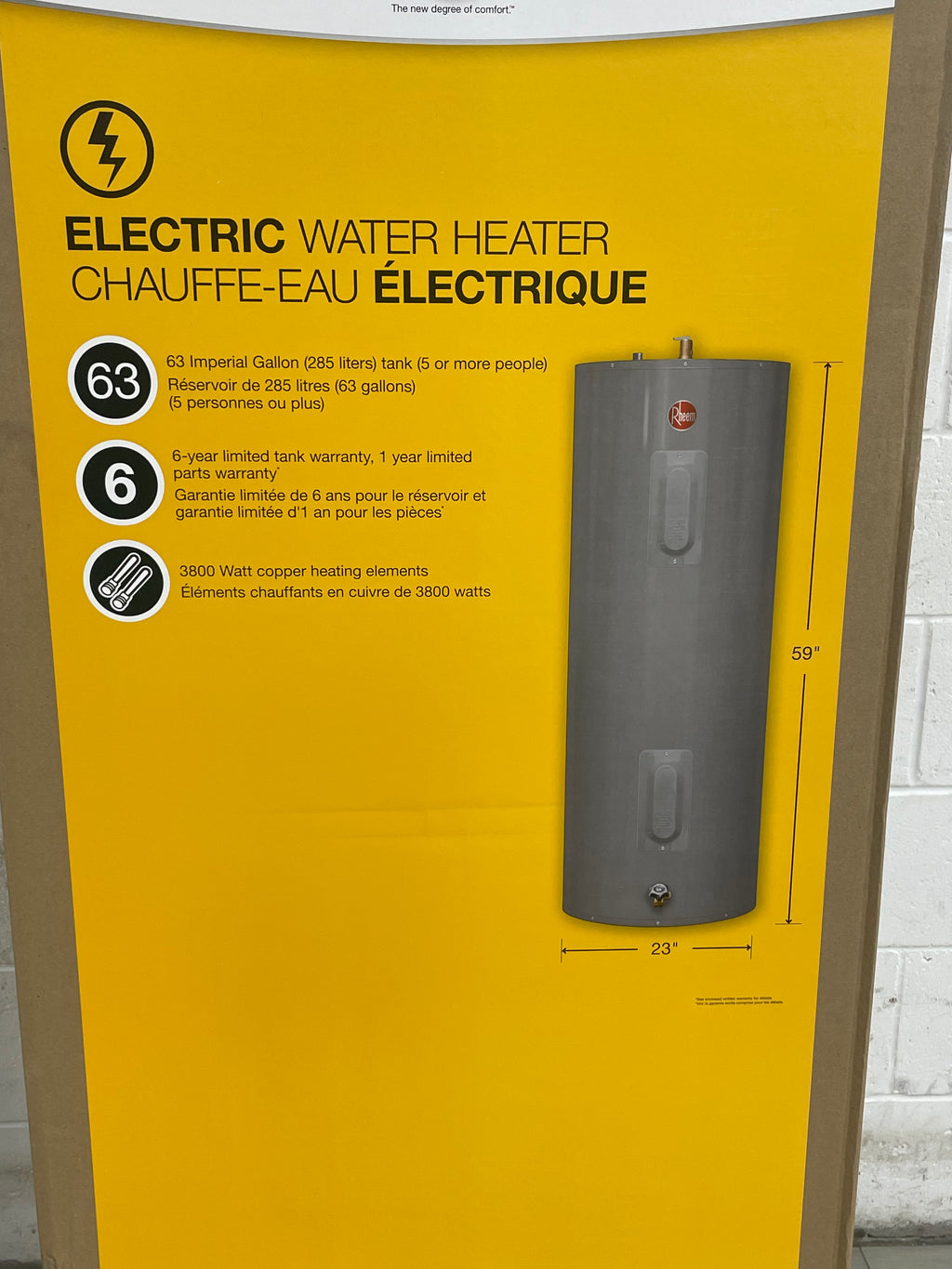 23"W Rheem Water Heater model: XE60T61ST38BO