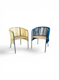 Retro Woven Vinyl Chairs - Set of 2