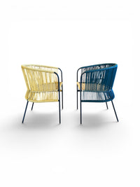 Retro Woven Vinyl Chairs - Set of 2