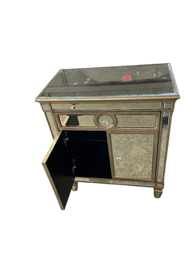 Silver Mirror Nightstand