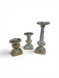 Pottery Barn Set of 3 Mercury Glass Candle Holders