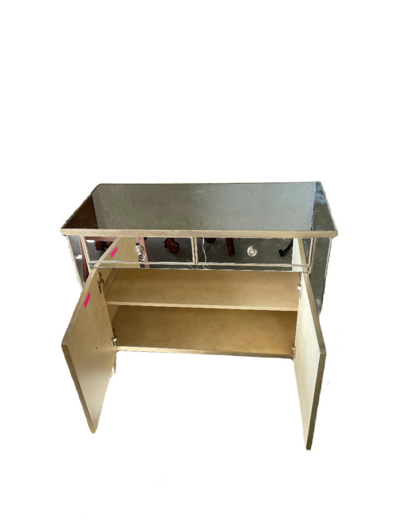 Mirrored Storage Cabinet with 2 Drawer and 2 Door