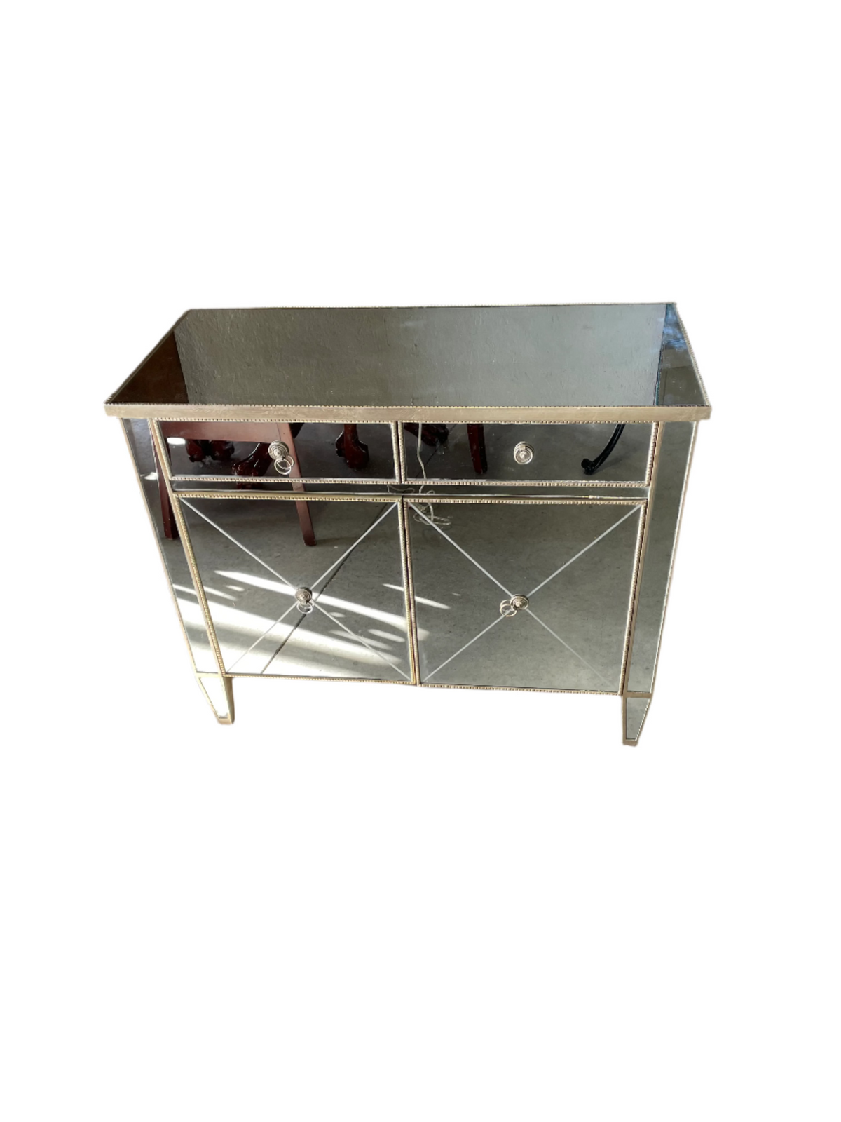 Mirrored Storage Cabinet with 2 Drawer and 2 Door