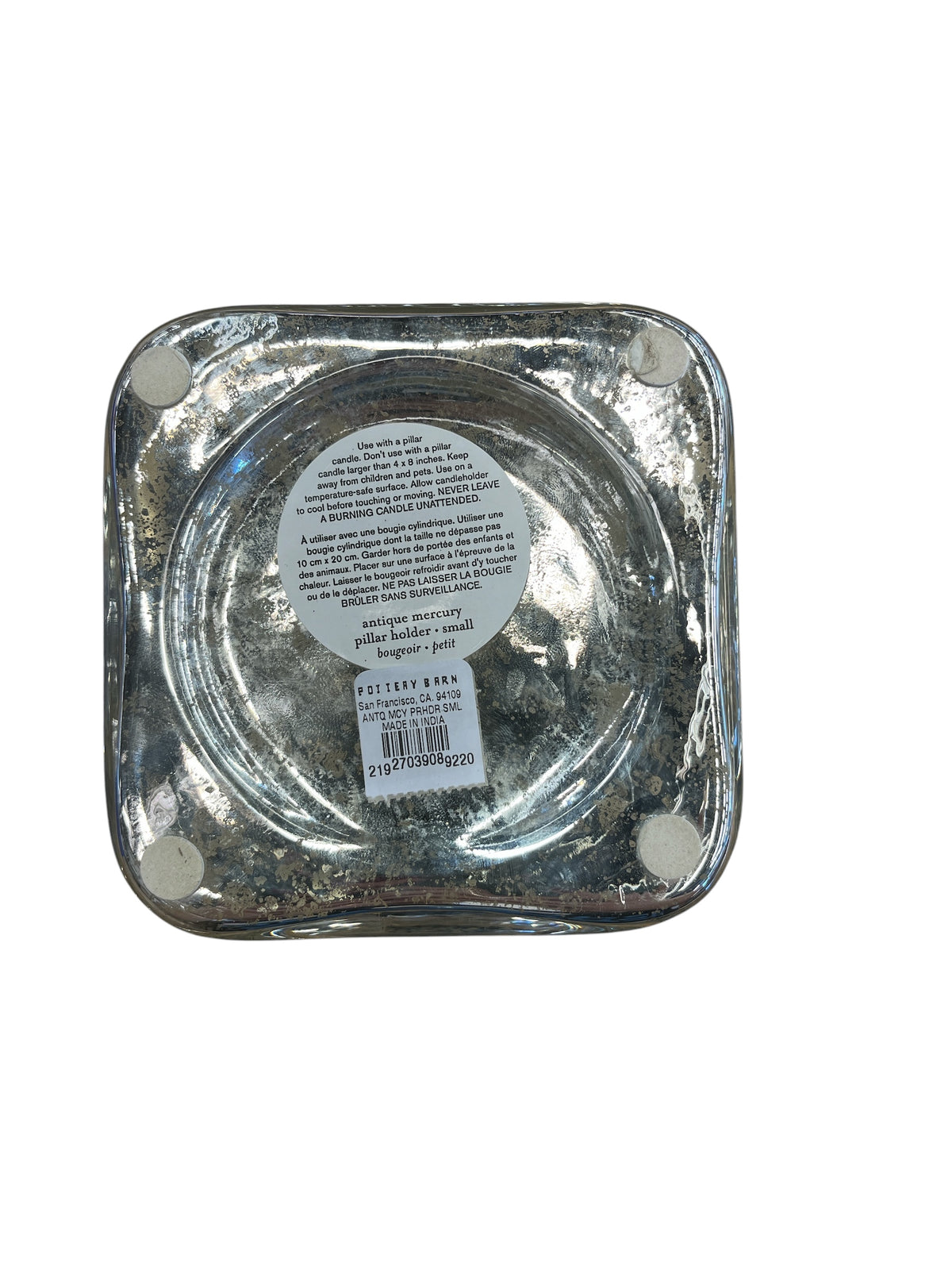 Pottery Barn Set of 3 Mercury Glass Candle Holders