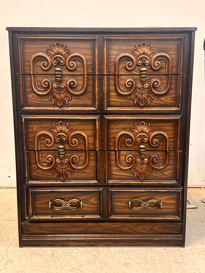 Five drawer wooden dresser