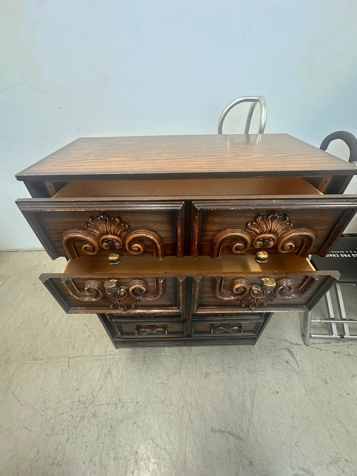 Five drawer wooden dresser