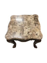 Square Marble Top End Table in Brown Color