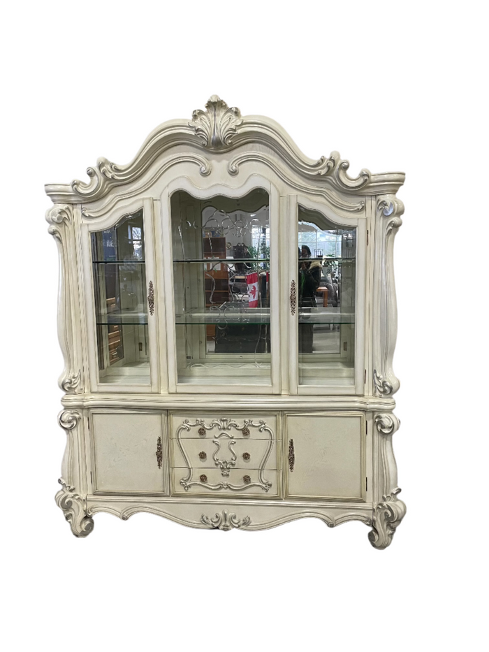 Antique Hutch and Buffet in off White Color