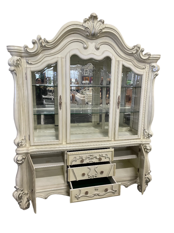 Antique Hutch and Buffet in off White Color