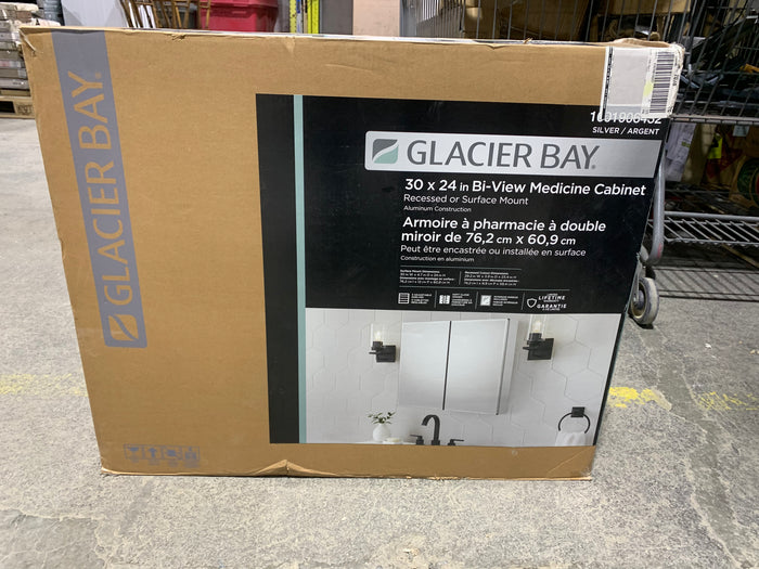 Glacier Bay 30 inch x 24 inch Silver Recessed or Surface Mount Medicine Cabinet