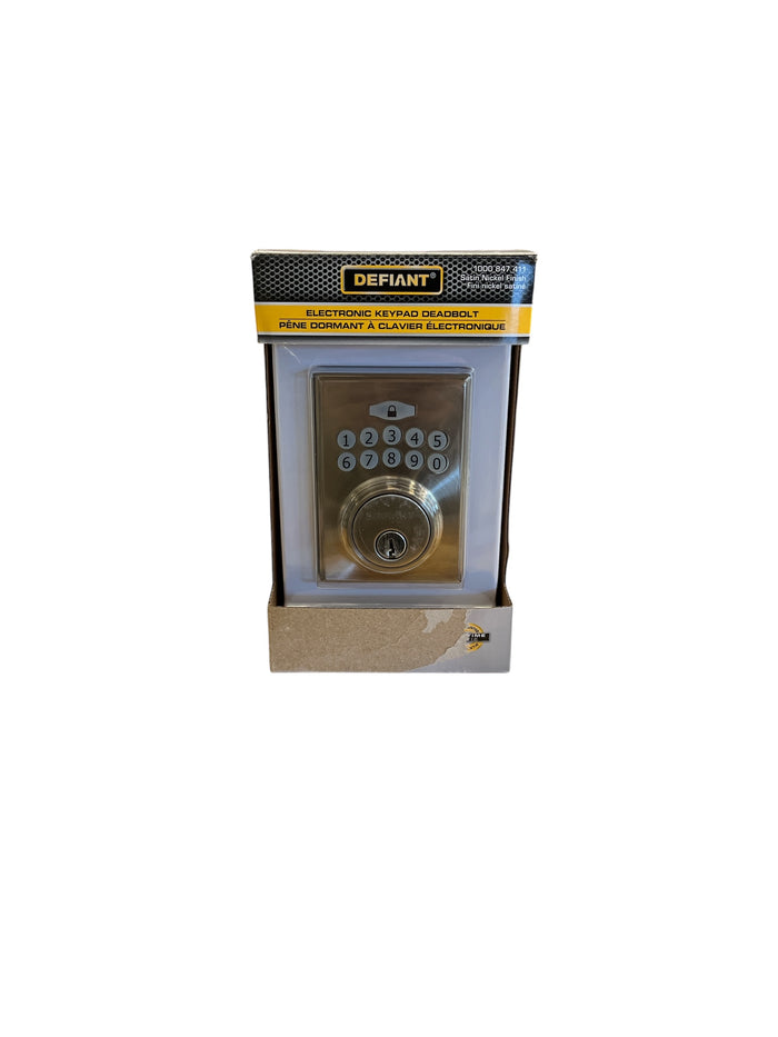 Defiant Square Satin Nickel Electronic Keypad Deadbolt