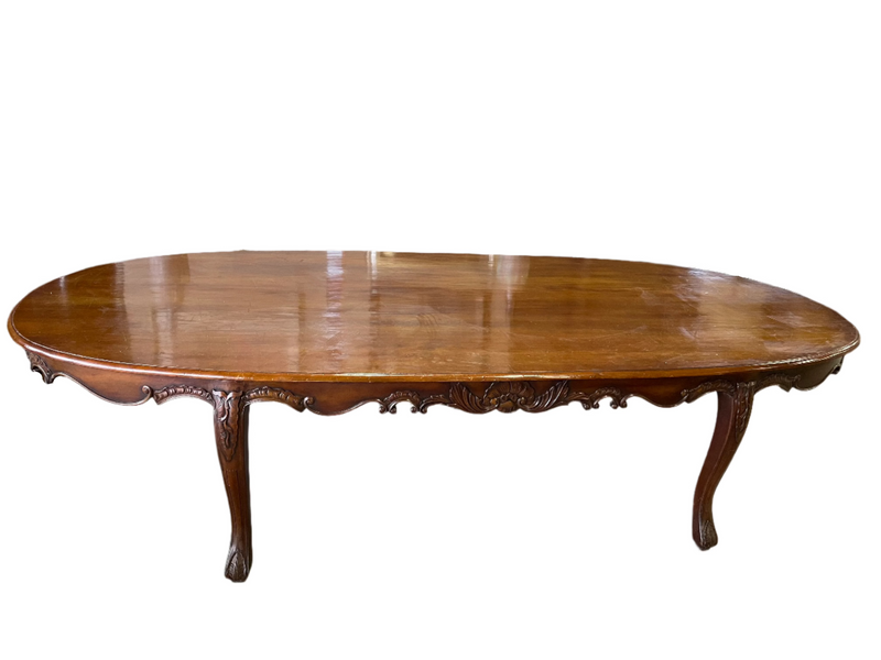 Decades Vintage Oval Shaped Massive Dining Table , Made in France