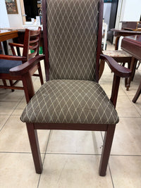 Traditional Mahogany Dining Suite with Diamond-Pattern Upholstered Chairs (AS IS)