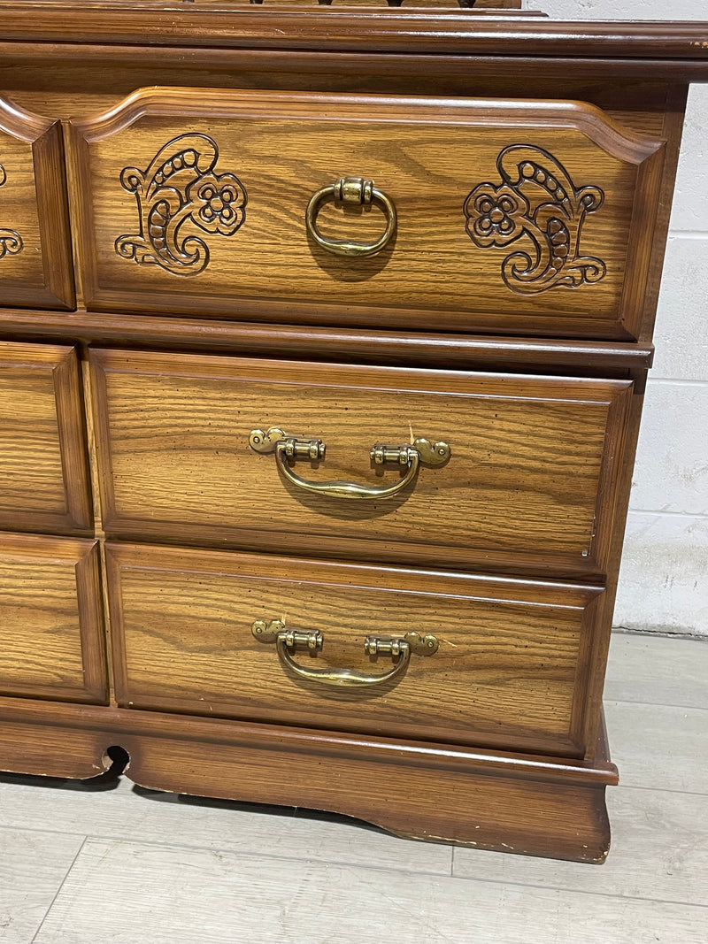 63.5"W Antique Dresser w/ Mirror