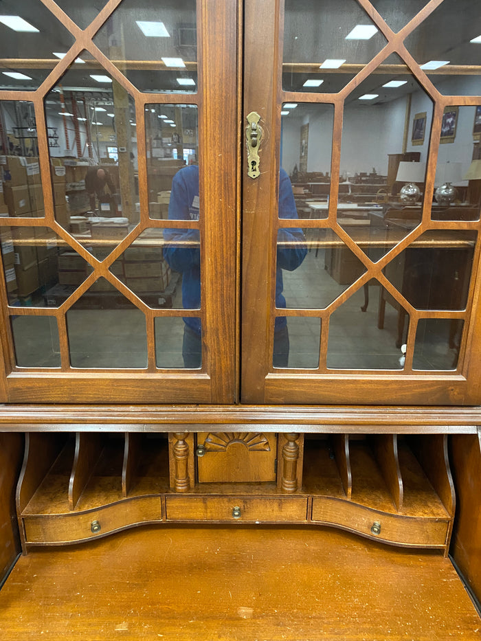 Tall Double Glass Doors Secretary Desk