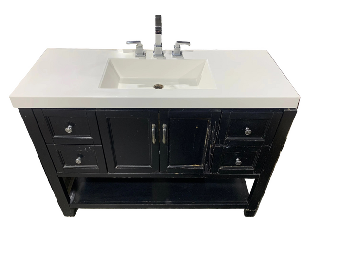 Black Vanity with Countertop Sink