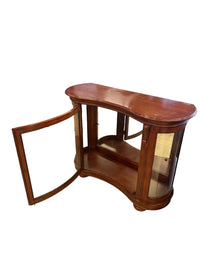 Warm Walnut Tone Curved Glass-Front Display Cabinet