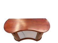 Warm Walnut Tone Curved Glass-Front Display Cabinet