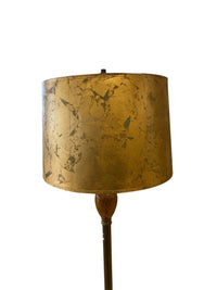 Vintage Floor Lamp with Faux Marble Accent & Gilded Shade