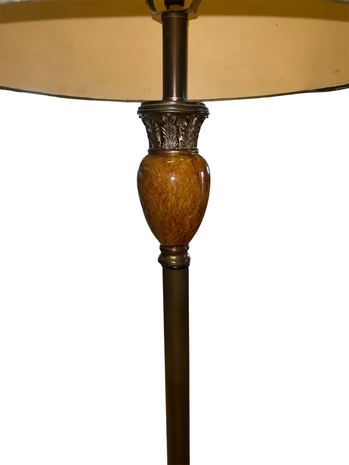 Vintage Floor Lamp with Faux Marble Accent & Gilded Shade