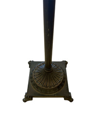 Vintage Floor Lamp with Faux Marble Accent & Gilded Shade