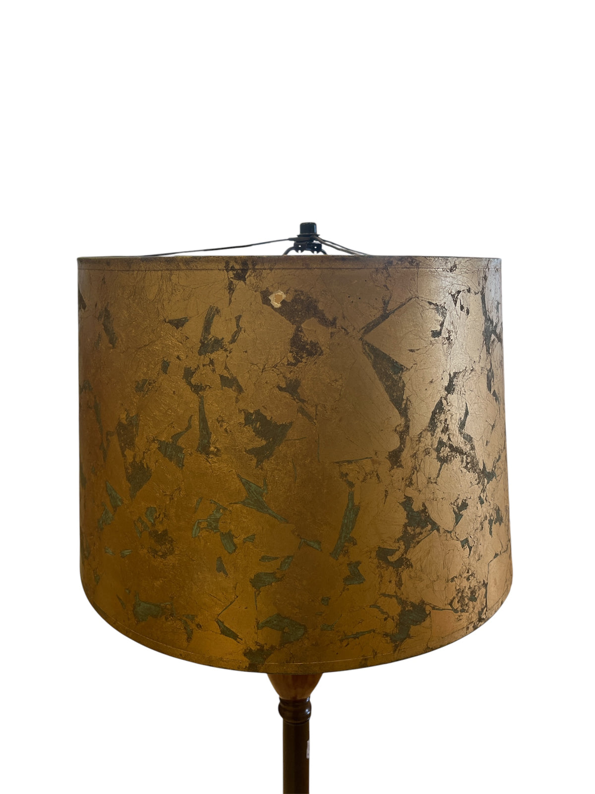 Vintage Floor Lamp with Faux Marble Accent & Gilded Shade
