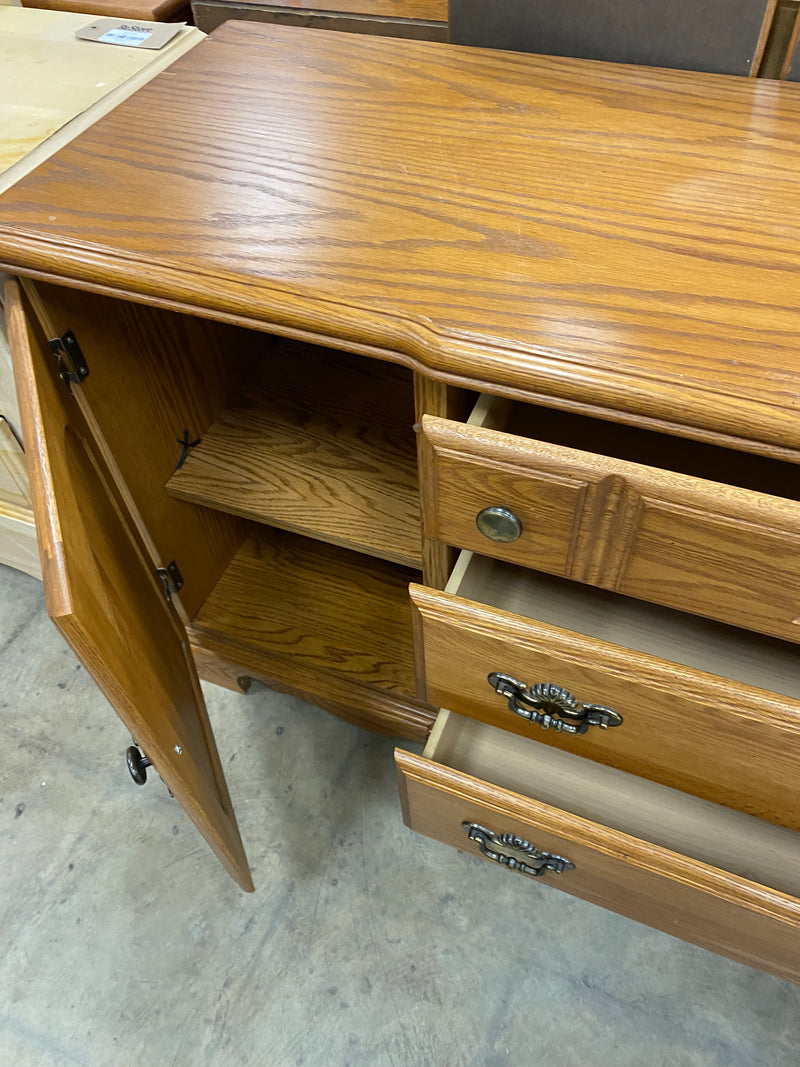 Oak Dresser and Tri Fold Mirror