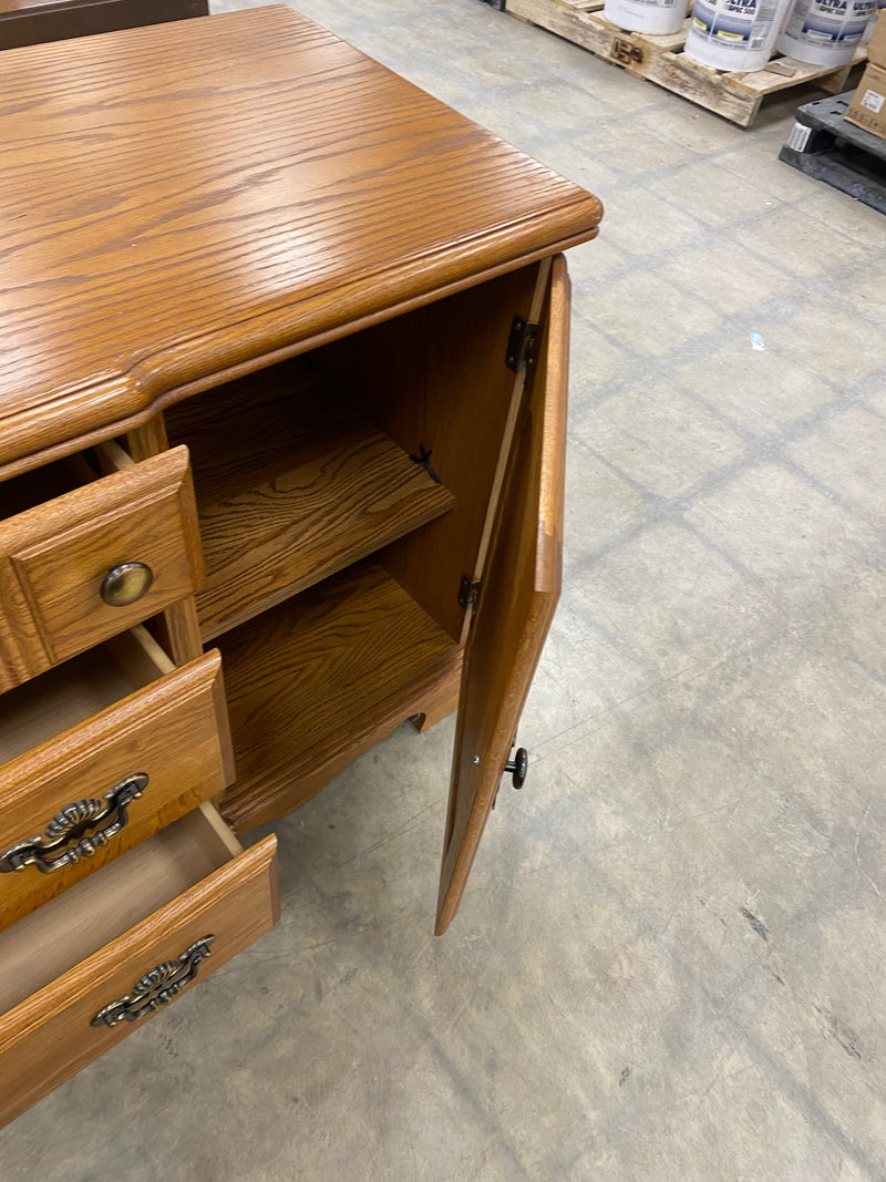 Oak Dresser and Tri Fold Mirror