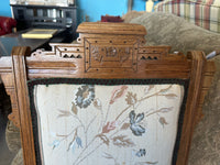 Vintage Wooden Chair With Upholstered Seat and Backrest