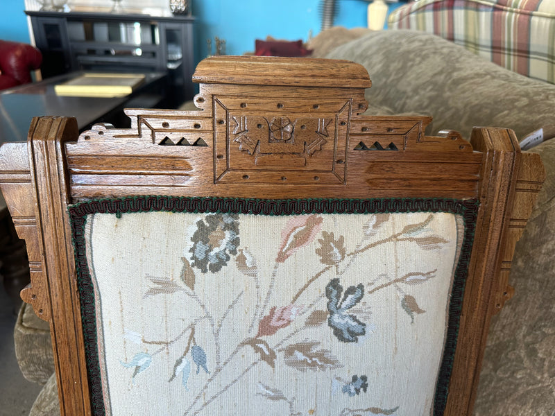 Vintage Wooden Chair With Upholstered Seat and Backrest