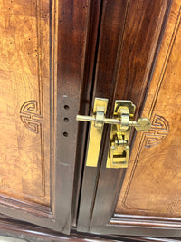 Burlwood Sideboard Buffet Cabinet with Brass Hardware