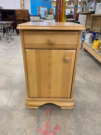 Pine Finished Cabinet Side Table with Small Drawer