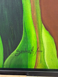 Radiant Golden Blooms: Original 2010 Floral Canvas by Sandra A.