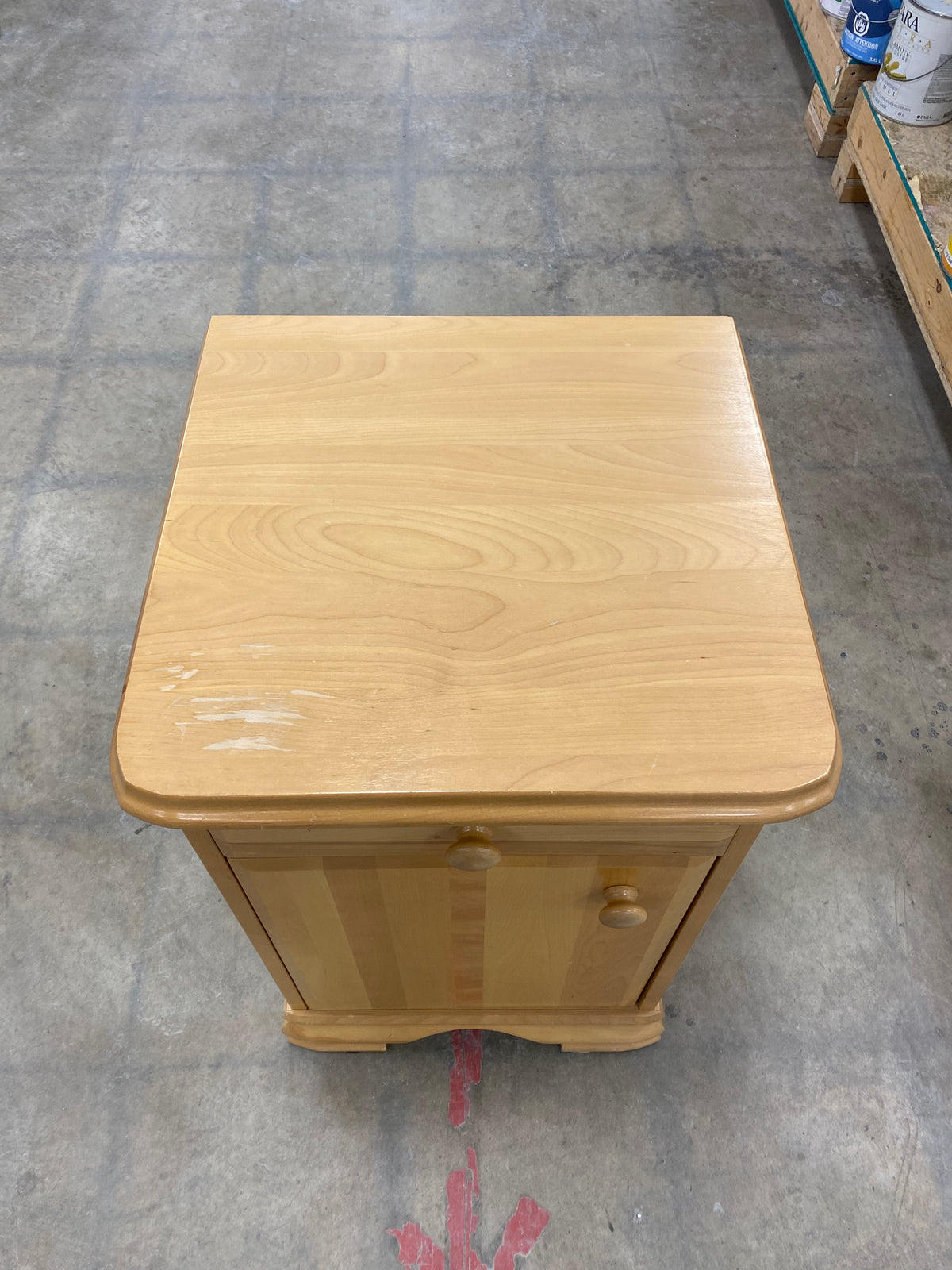 Pine Finished Cabinet Side Table with Small Drawer