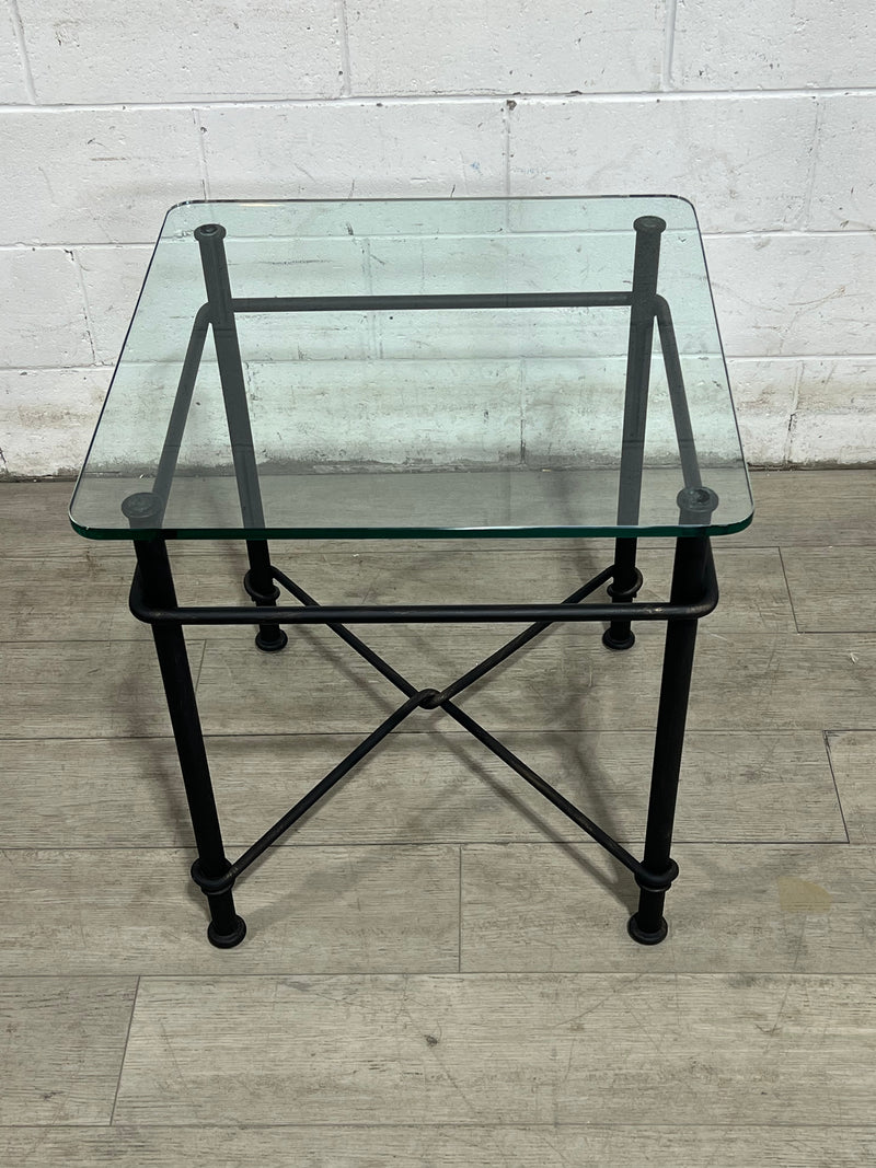 End Table - Glass Top and Metal Frame