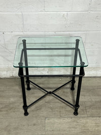 End Table - Glass Top and Metal Frame (rectangle)