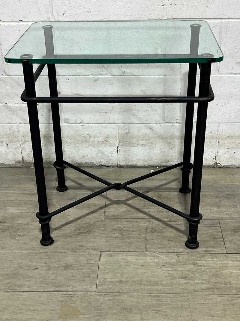 End Table - Glass Top and Metal Frame (rectangle)