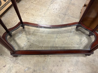 Dark Wood Console Table with Glass Shelf