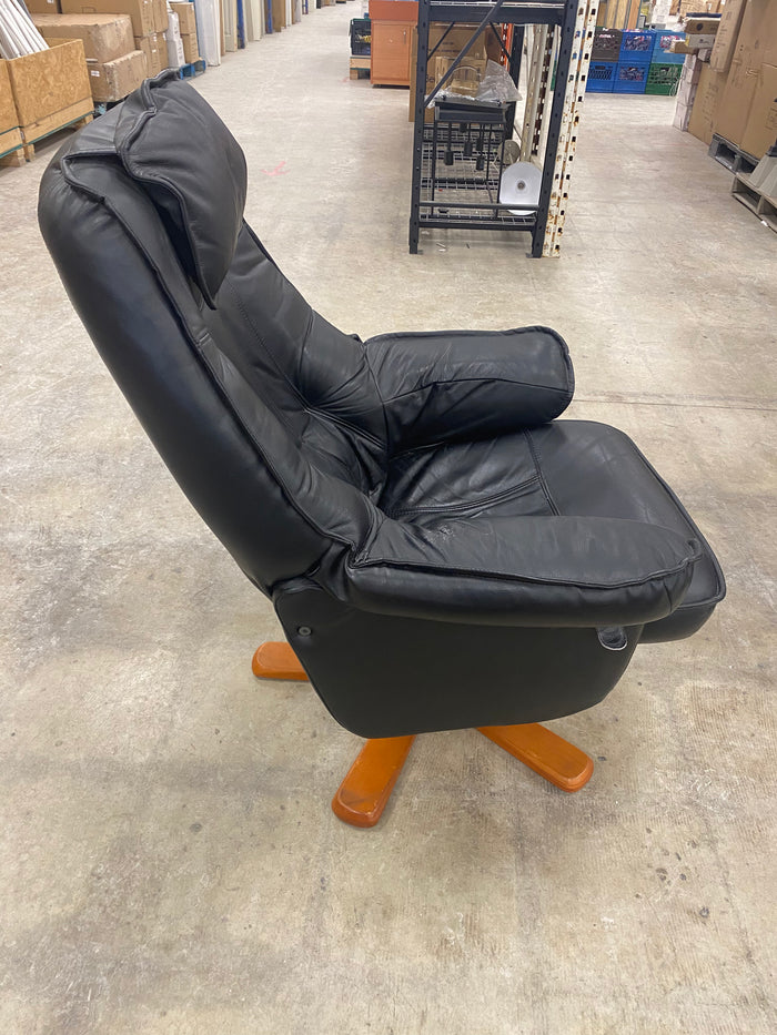 Vintage IKEA Black Faux Leather Swivel Chair