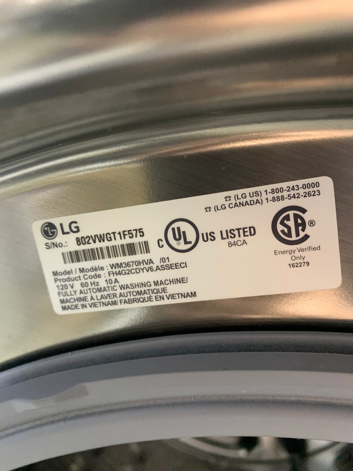 LG WM3670HVA Front-Load Washer
