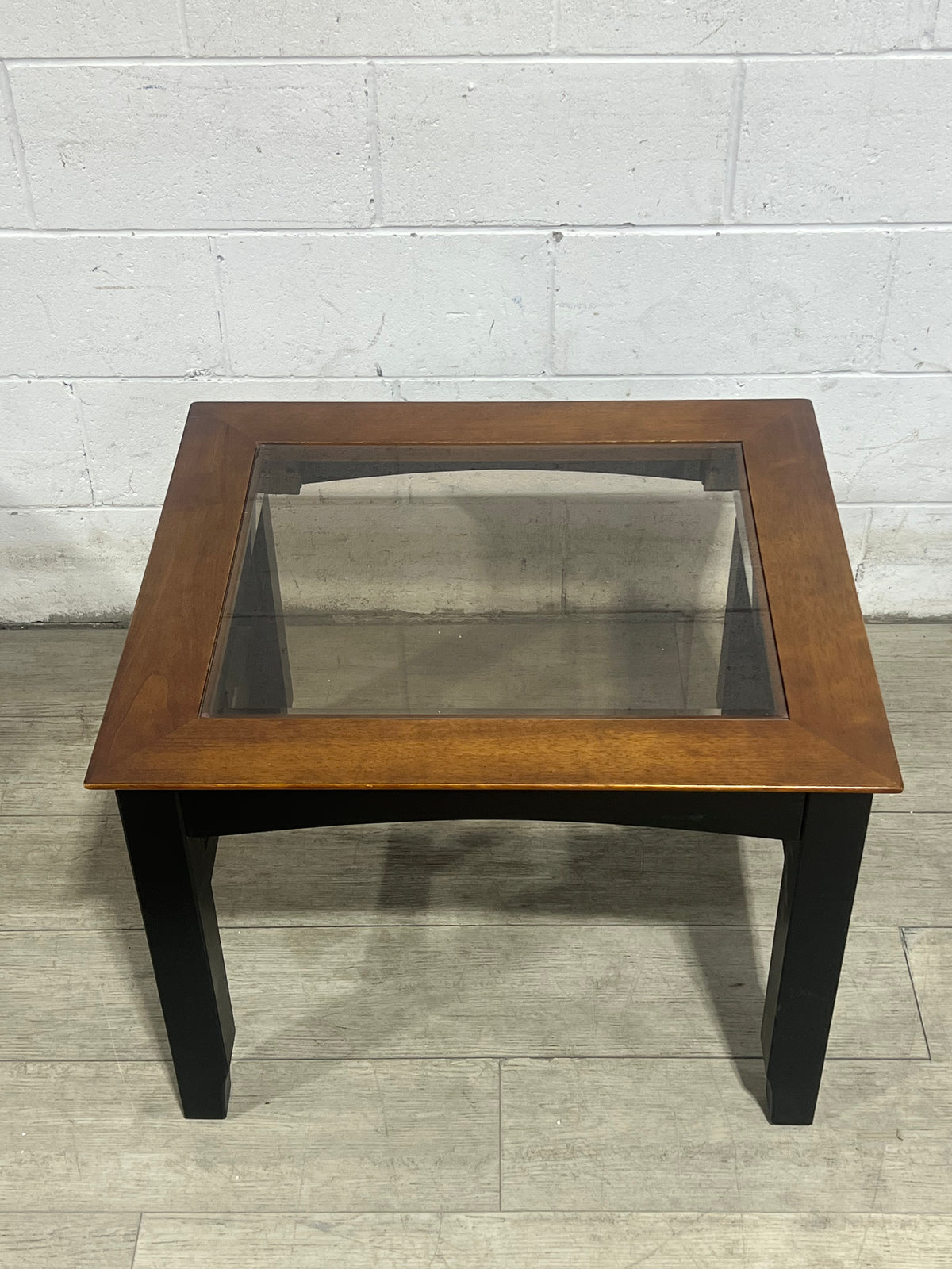 End Table - Brown/Black - Glass Insert Top