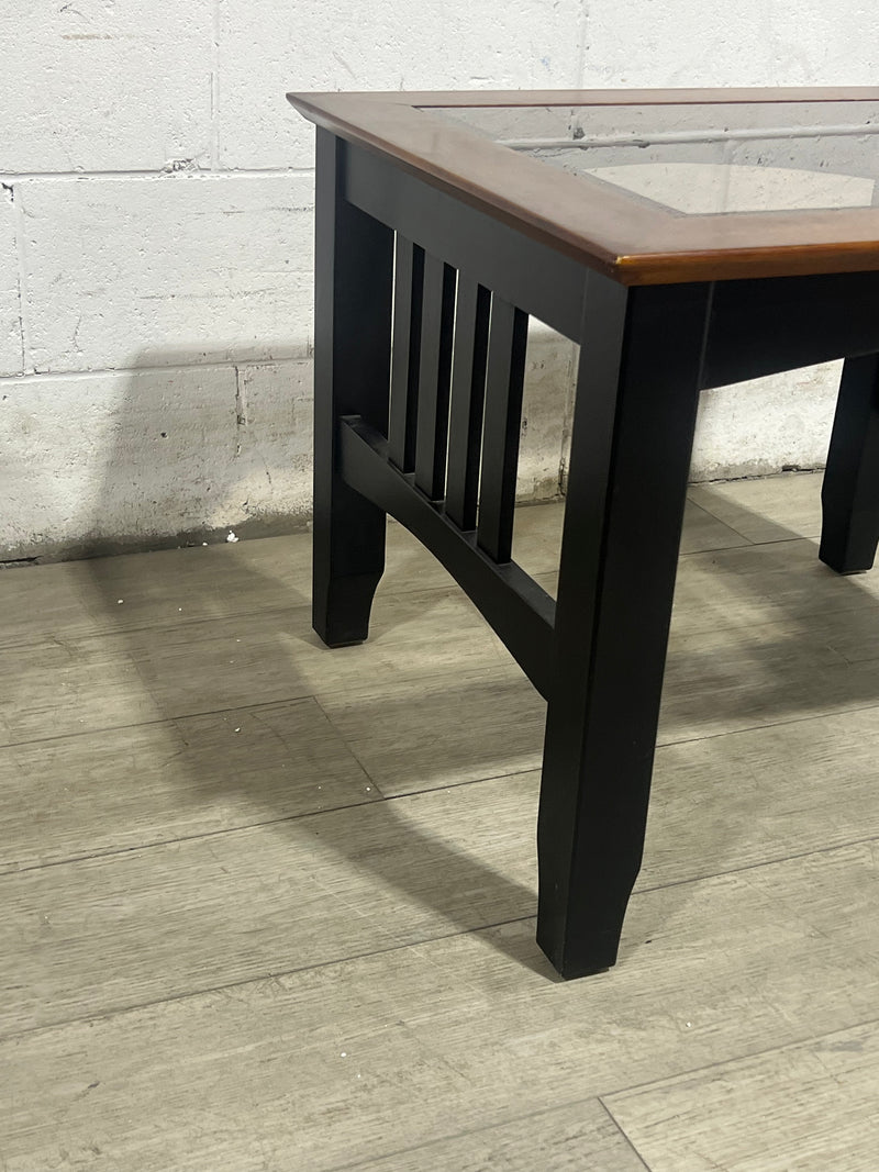 End Table - Brown/Black - Glass Insert Top